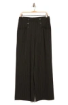 Max Studio Sailor High Waist Wide Leg Pants In Black/charcoal Pinstripe