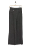 Max Studio Sailor High Waist Wide Leg Pants In Black/ivory Pin Dot