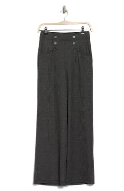 Max Studio Sailor High Waist Wide Leg Pants In Black/ivory Pin Dot