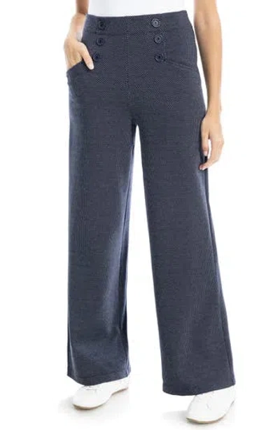 Max Studio Sailor High Waist Wide Leg Pants In Blue