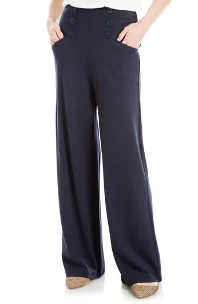 Max Studio Sailor High Waist Wide Leg Pants In Blue