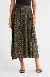 Max Studio Satin Midi Skirt In Brown