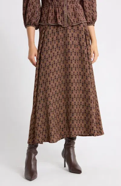 Max Studio Satin Midi Skirt In Brown