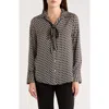 Max Studio Satin Tie Neck Button-up Shirt In Multi
