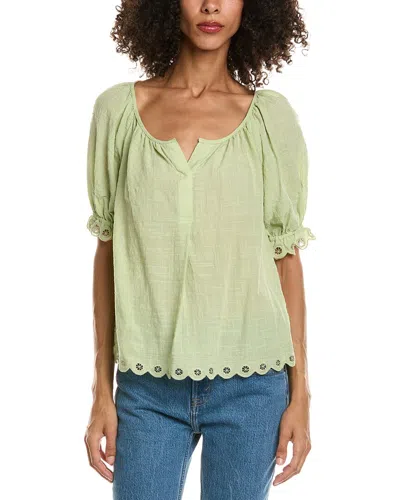 MAX STUDIO MAX STUDIO SCALLOP EDGE BUBBLE SLEEVE BLOUSE