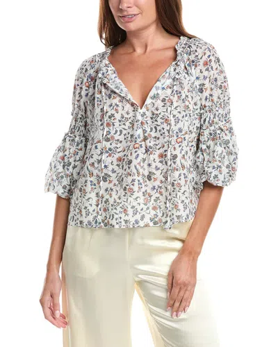 Max Studio Scoop Neck Ballon Sleeve Blouse In Neutral