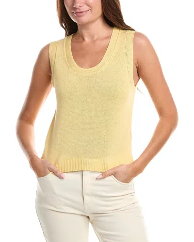 Max Studio Scoop Neck Linen-blend Tank Top In Yellow