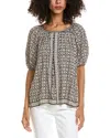 Max Studio Scoop Neck Puff Sleeve Blouse In Multi