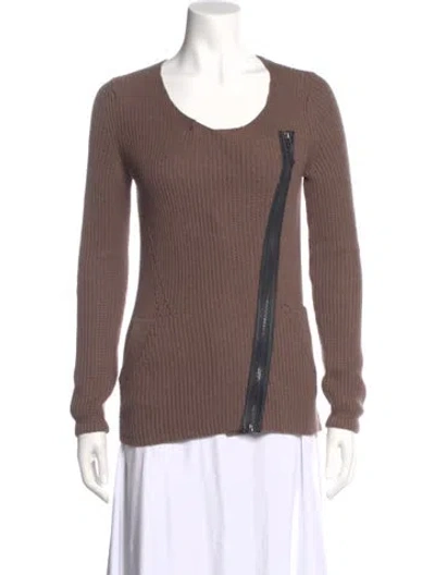 Pre-owned Max Studio Scoop Neck Sweater In Brown