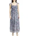 Max Studio Self Tie Smocked Bodice Maxi Dress In Blue