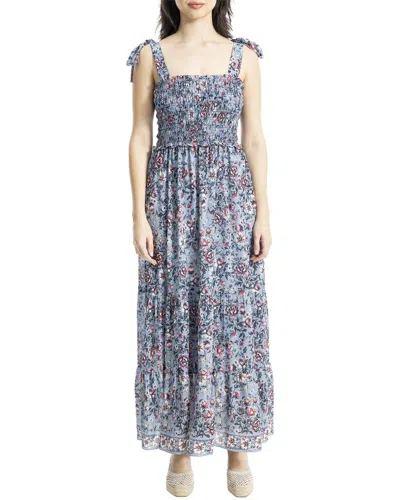 Max Studio Self Tie Smocked Bodice Maxi Dress In Red