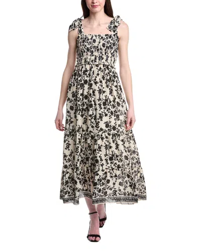 Max Studio Self Tie Smocked Bodice Maxi Dress In White