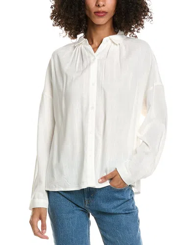 Max Studio Shirred Yoke Linen-blend Shirt In Transparent