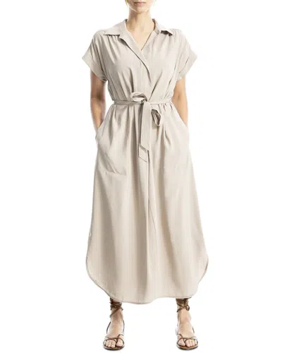 Max Studio Short Sleeve Maxi Shirtdress In Cobblestone