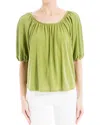 Max Studio Short Bubble Sleeve Knit Top In Sage-sage