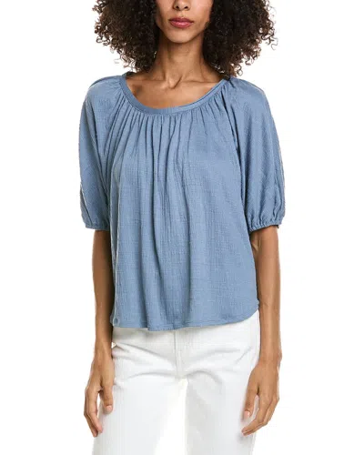Max Studio Short Dolman Sleeve Boatneck Top In Blue