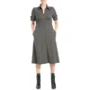 Max Studio Short Sleeve A-line Dress In Black/cream