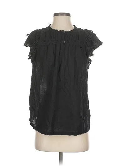 Pre-owned Max Studio Short Sleeve Blouse In Black