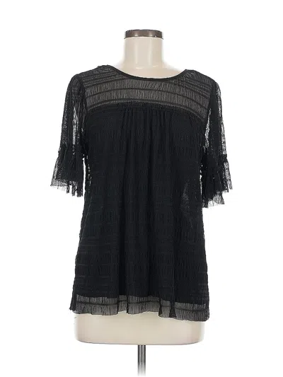 Pre-owned Max Studio Short Sleeve Blouse In Black
