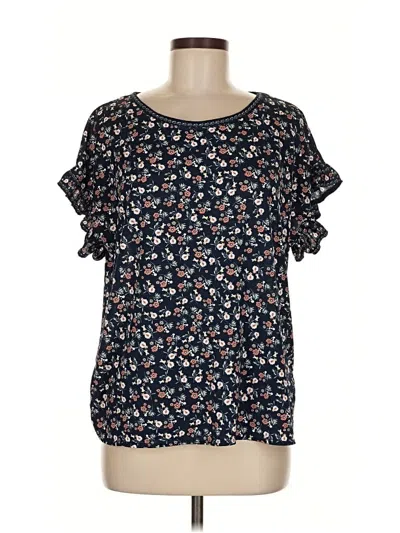 Pre-owned Max Studio Short Sleeve Blouse In Black