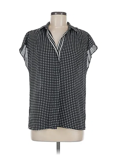 Pre-owned Max Studio Short Sleeve Blouse In Black