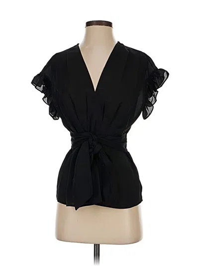 Pre-owned Max Studio Short Sleeve Blouse In Black