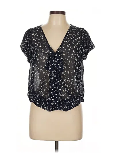 Pre-owned Max Studio Short Sleeve Blouse In Black