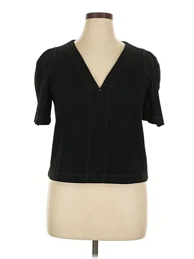 Pre-owned Max Studio Short Sleeve Blouse In Black