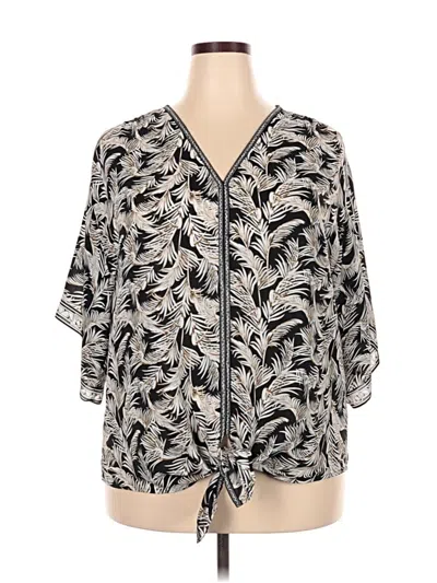 Pre-owned Max Studio Short Sleeve Blouse In Black