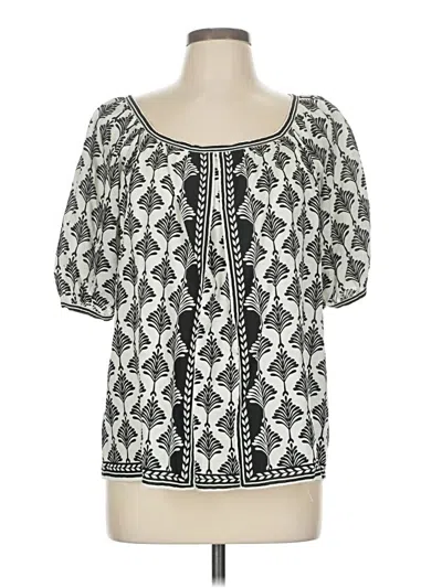 Pre-owned Max Studio Short Sleeve Blouse In Black