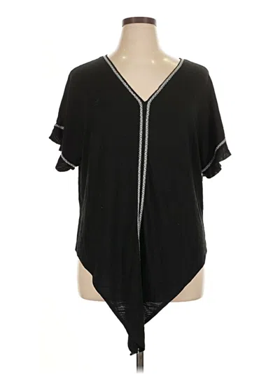 Pre-owned Max Studio Short Sleeve Blouse In Black