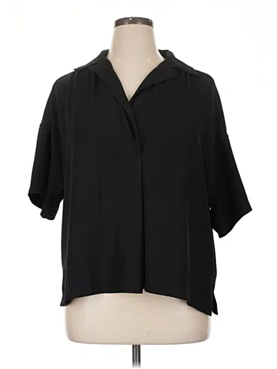 Pre-owned Max Studio Short Sleeve Blouse In Black