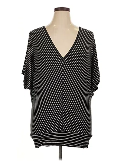 Pre-owned Max Studio Short Sleeve Blouse In Black