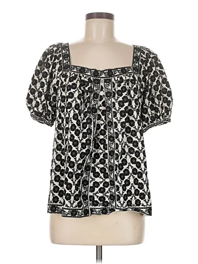 Pre-owned Max Studio Short Sleeve Blouse In Black