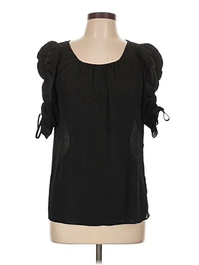 Pre-owned Max Studio Short Sleeve Blouse In Black