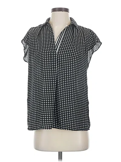 Pre-owned Max Studio Short Sleeve Blouse In Black
