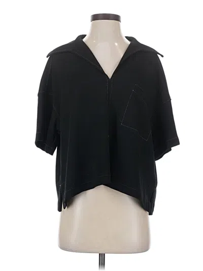 Pre-owned Max Studio Short Sleeve Blouse In Black