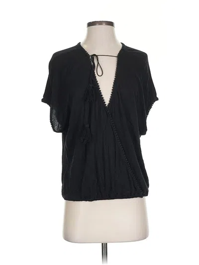 Pre-owned Max Studio Short Sleeve Blouse In Black