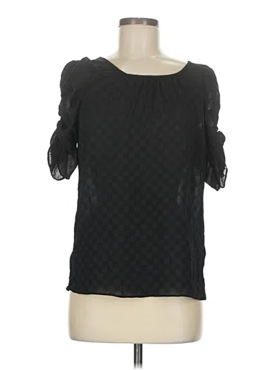 Pre-owned Max Studio Short Sleeve Blouse In Black