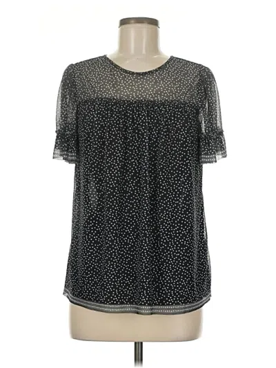 Pre-owned Max Studio Short Sleeve Blouse In Black