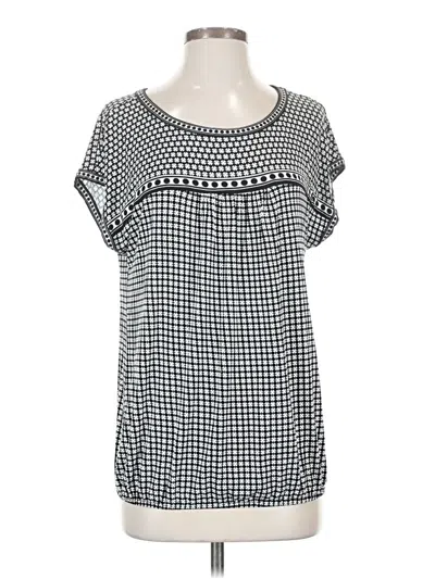 Pre-owned Max Studio Short Sleeve Blouse In Black