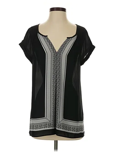 Pre-owned Max Studio Short Sleeve Blouse In Black