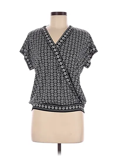 Pre-owned Max Studio Short Sleeve Blouse In Black