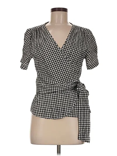 Pre-owned Max Studio Short Sleeve Blouse In Black