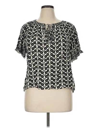 Pre-owned Max Studio Short Sleeve Blouse In Black