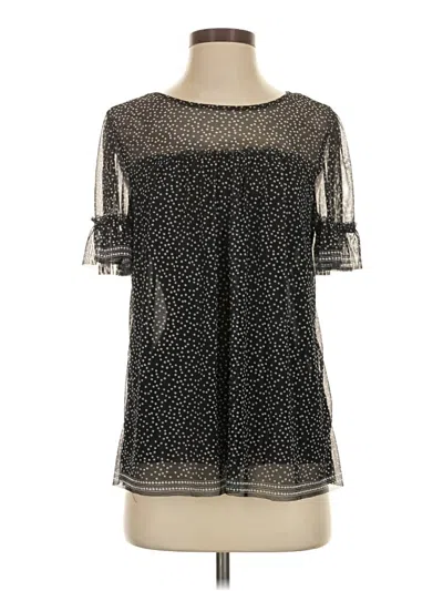 Pre-owned Max Studio Short Sleeve Blouse In Black