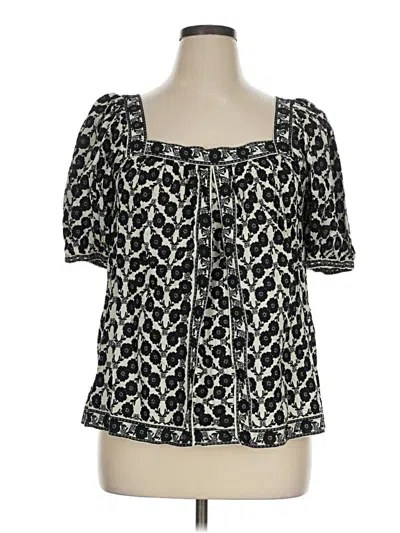 Pre-owned Max Studio Short Sleeve Blouse In Black