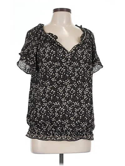 Pre-owned Max Studio Short Sleeve Blouse In Black