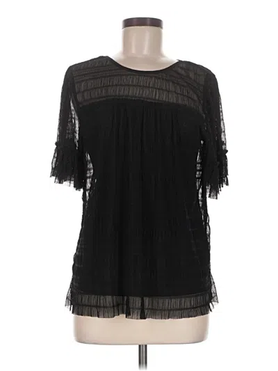 Pre-owned Max Studio Short Sleeve Blouse In Black