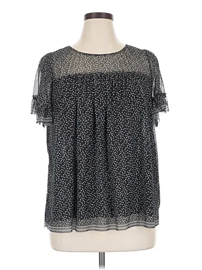 Pre-owned Max Studio Short Sleeve Blouse In Black